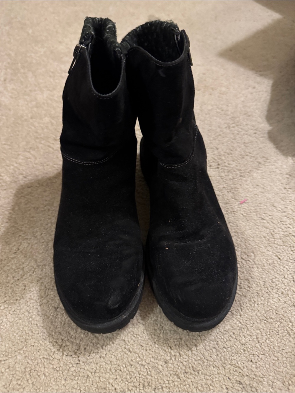 Women's Black Suede Ankle Booties with Cozy Lining